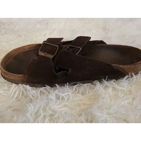 Brown Arizona Birkenstock Size 9 Suede Leather Two Strap Two Buckle Preowned - Picture 8 of 11